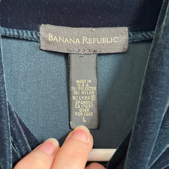 Vintage Banana Republic Blue Green Mock Neck Velour Top Large - Picture 5 of 6